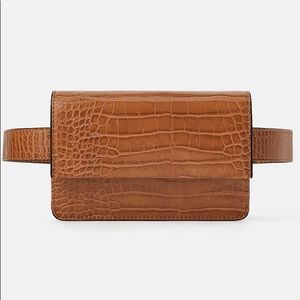 ZARA Croc Embossed Crossbody Belt Bag